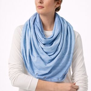 Lululemon ($58) Vinyasa Scarf Blue White Stripe Snap Button Infinity Wrap